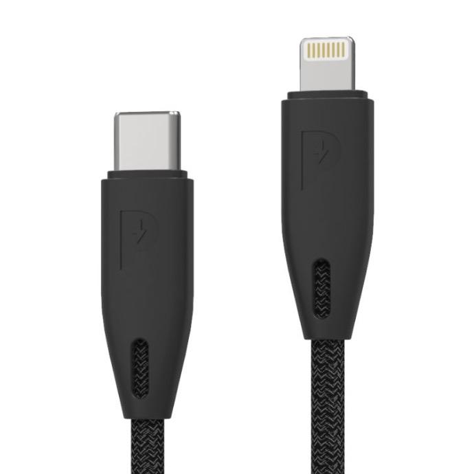 Powerology Fast Charge Cable alt tag="Powerology Chargers and Cables Braided USB-C to Lightning Cable (2m6ft) Fast Charge Black"