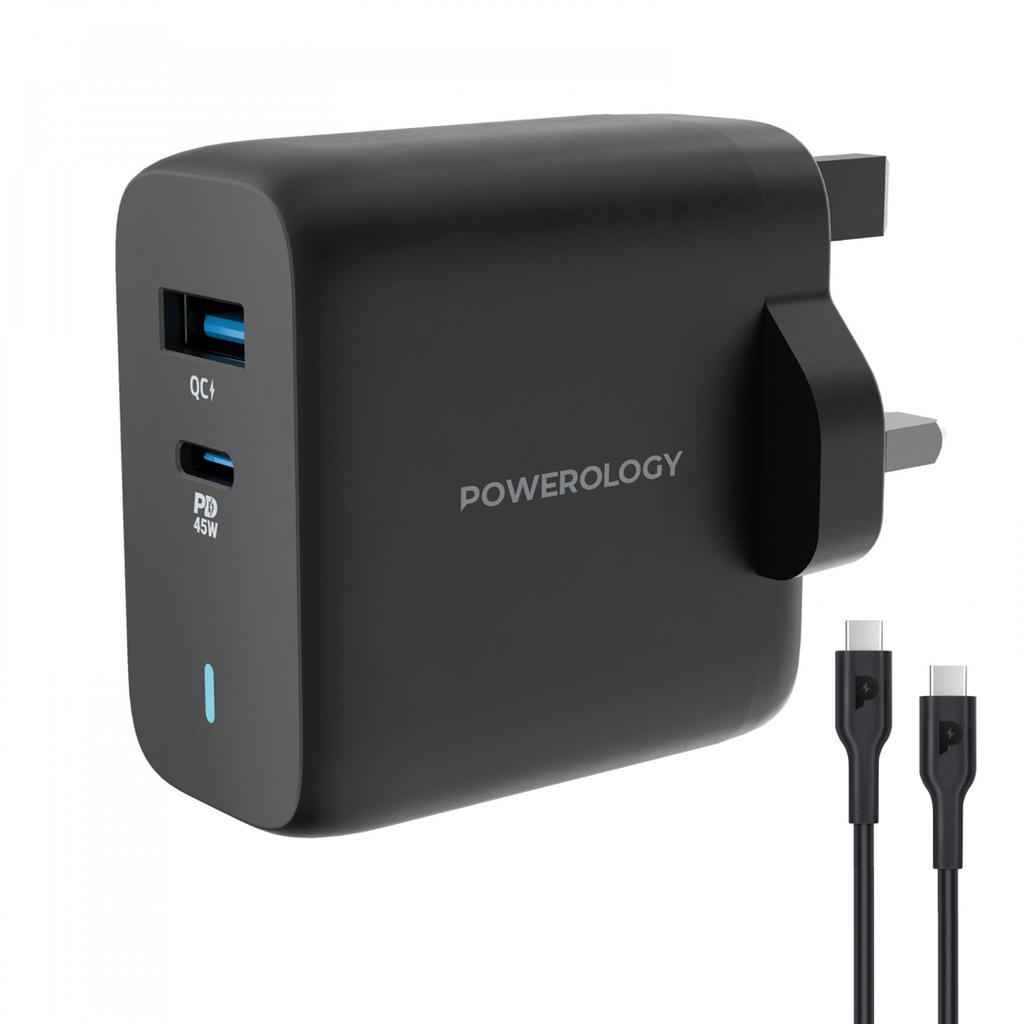 Powerology 63W GaN Charger with 60W Type-C Cable