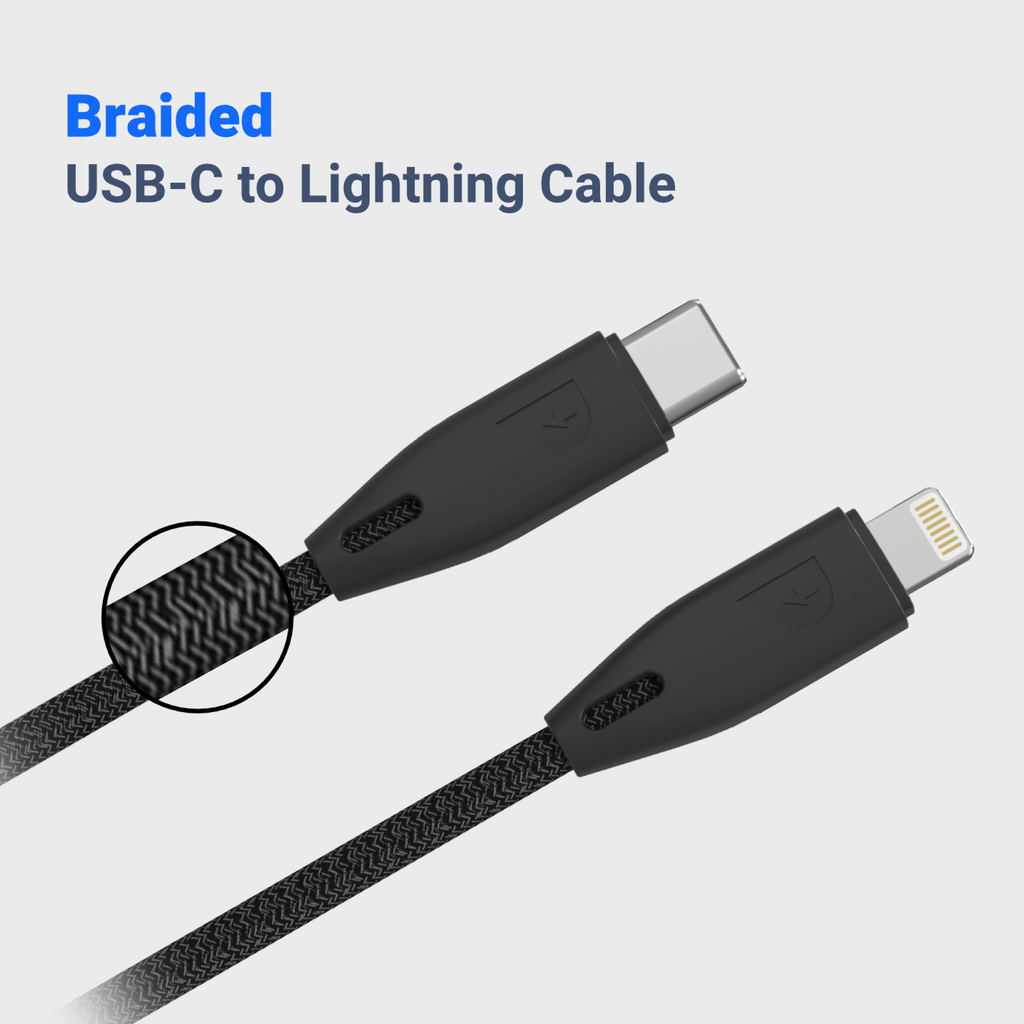 Braided USBC to Lightning Cable (1.2m/4ft) Durable and Fast Charging