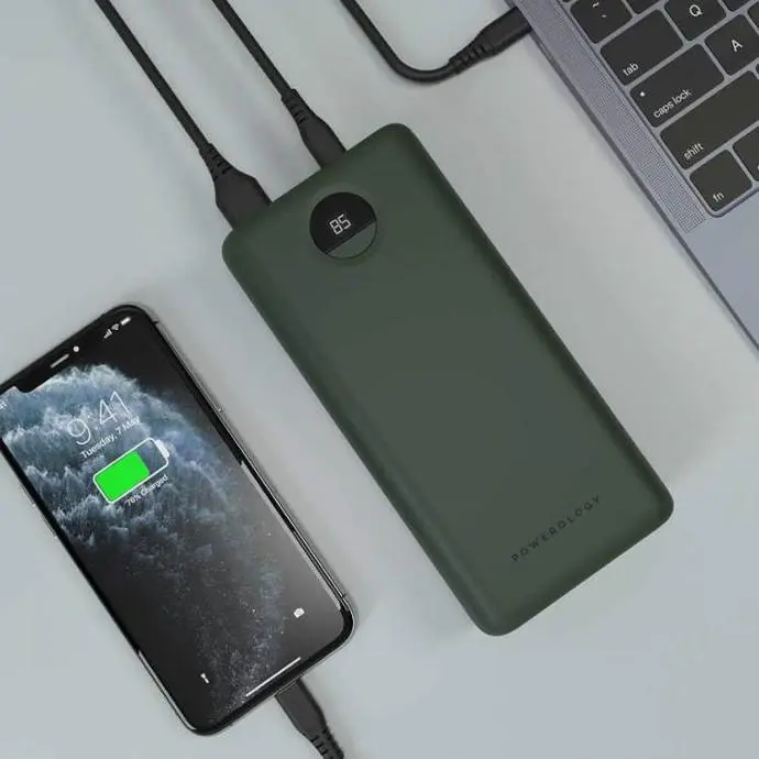 Powerology Power Banks PD Quick Charge Power Bank Ergonomic Design With Rubberized Surface Green