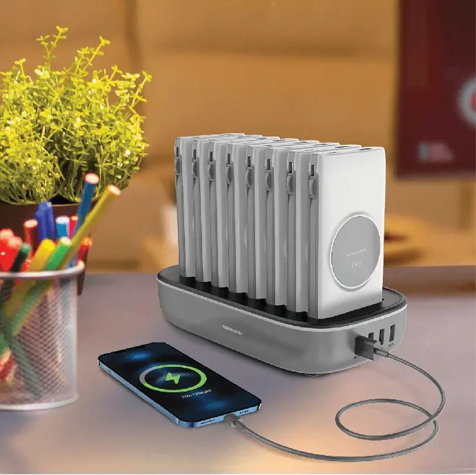 Powerology Fast Charging Power Bank Powerology Power Banks 8 in 1 Power Bank Station Multiport Power Dock White