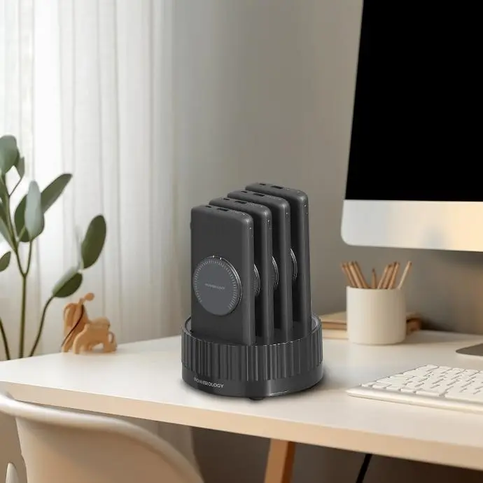 Powerology Power Bank With Built-In Safeguards Powerology Power Banks Power Bank Terminal Rapid Recharging Station Black