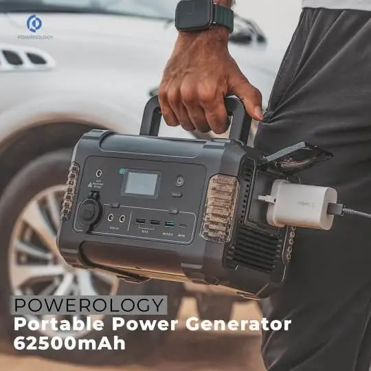Powerology Power Banks Powerology 62500 mAh Portable Power Generator Solar Re-Charge Ability Black