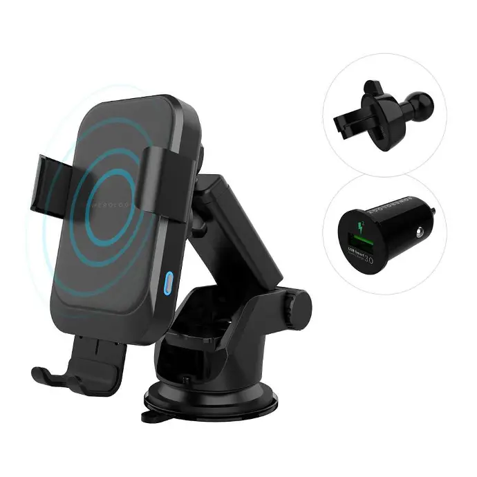 Powerology Holders And Stands Fast Wireless Car Charger And Holder Super-Fast Wireless Charger Black 