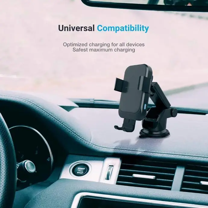 Powerology Holders And Stands Fast Wireless Car Charger And Holder Adjustable Viewing Black 
