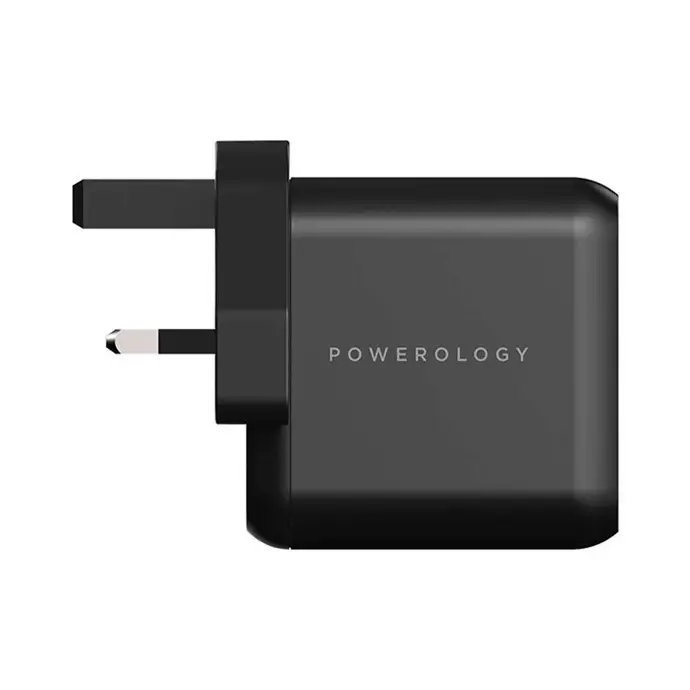 Powerology Cables And Chargers Compact 3 Output GAN Charger Active Protect Black 