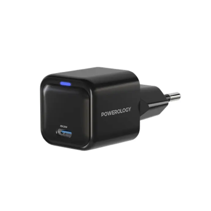 Powerology Cables And Chargers EU Ultra Compact GAN Charger 20W PD Black