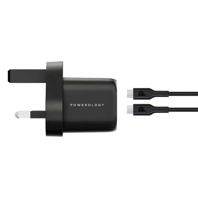 Powerology Cables And Chargers 33W GaN PD Charger Matt Surface Black 