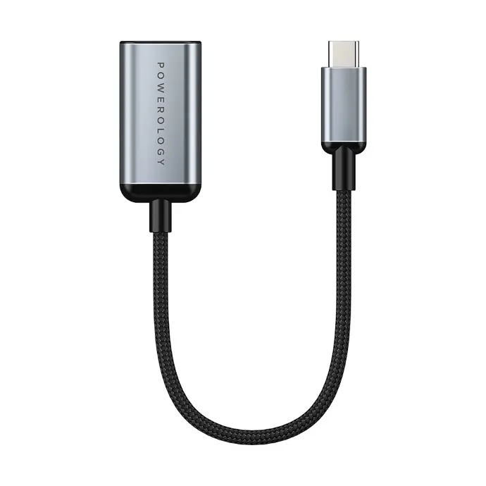 Powerology Cables And Chargers Type-C To HDMI Short Cable Braided Gray 