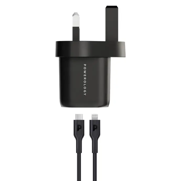 Powerology Cables And Chargers 33W GaN PD Charger USB-C Compact Design Black