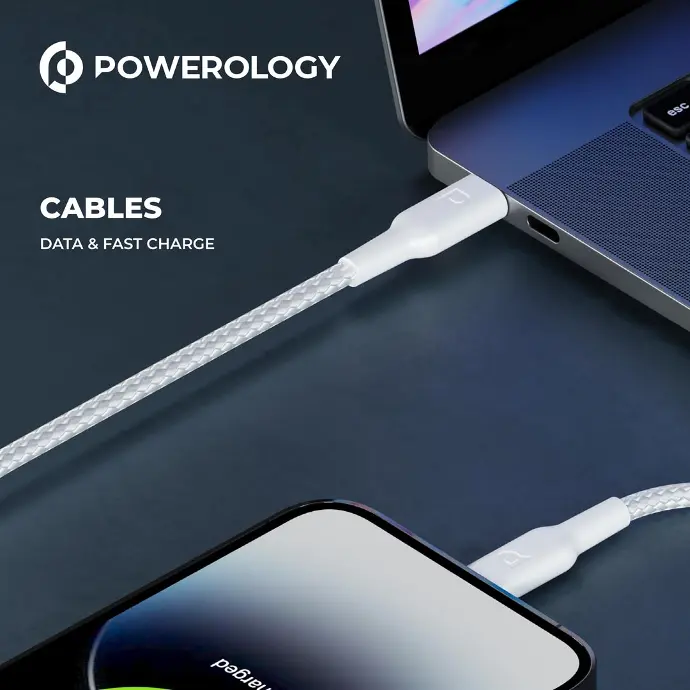 Powerology Chargers And Cables Type C To Lightning Cable 2M PD 60W Black