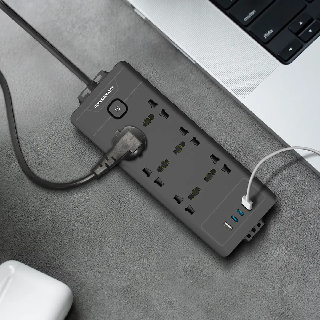 Powerology 6AC 2500W Power Strip - Black