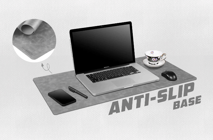 alt="Powerology Vegan Leather Desk Pad anti-slip base"