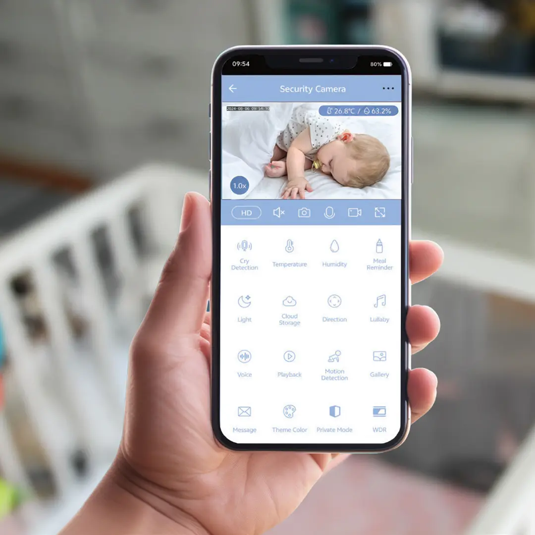 Monitor & App Baby Camera - Blue/Pink