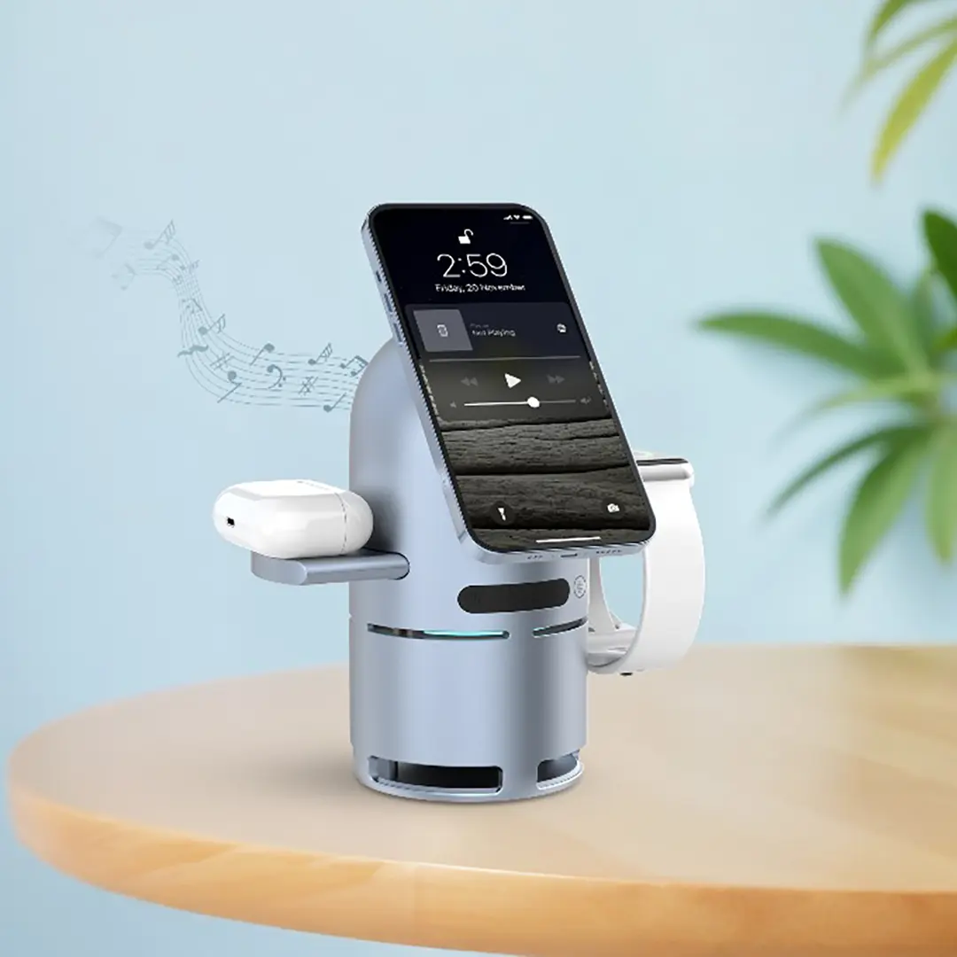Qi2 Speaker Charge Station - Gray