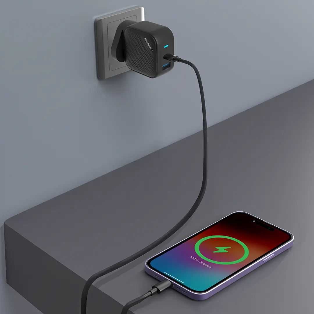 Gan Dual Port Wall Charger - Black