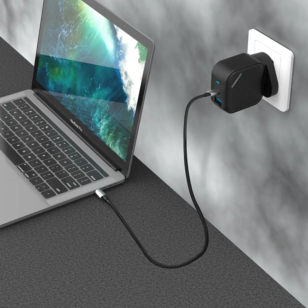 Gan Dual Port Wall Charger - Black