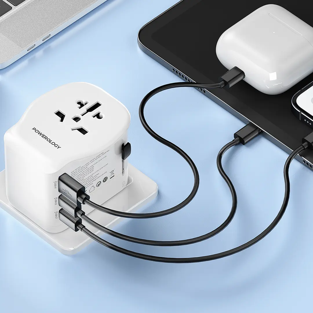 Powerology Universal Travel Adapter 2300W - White Universal Travel Adapter 2300W - White