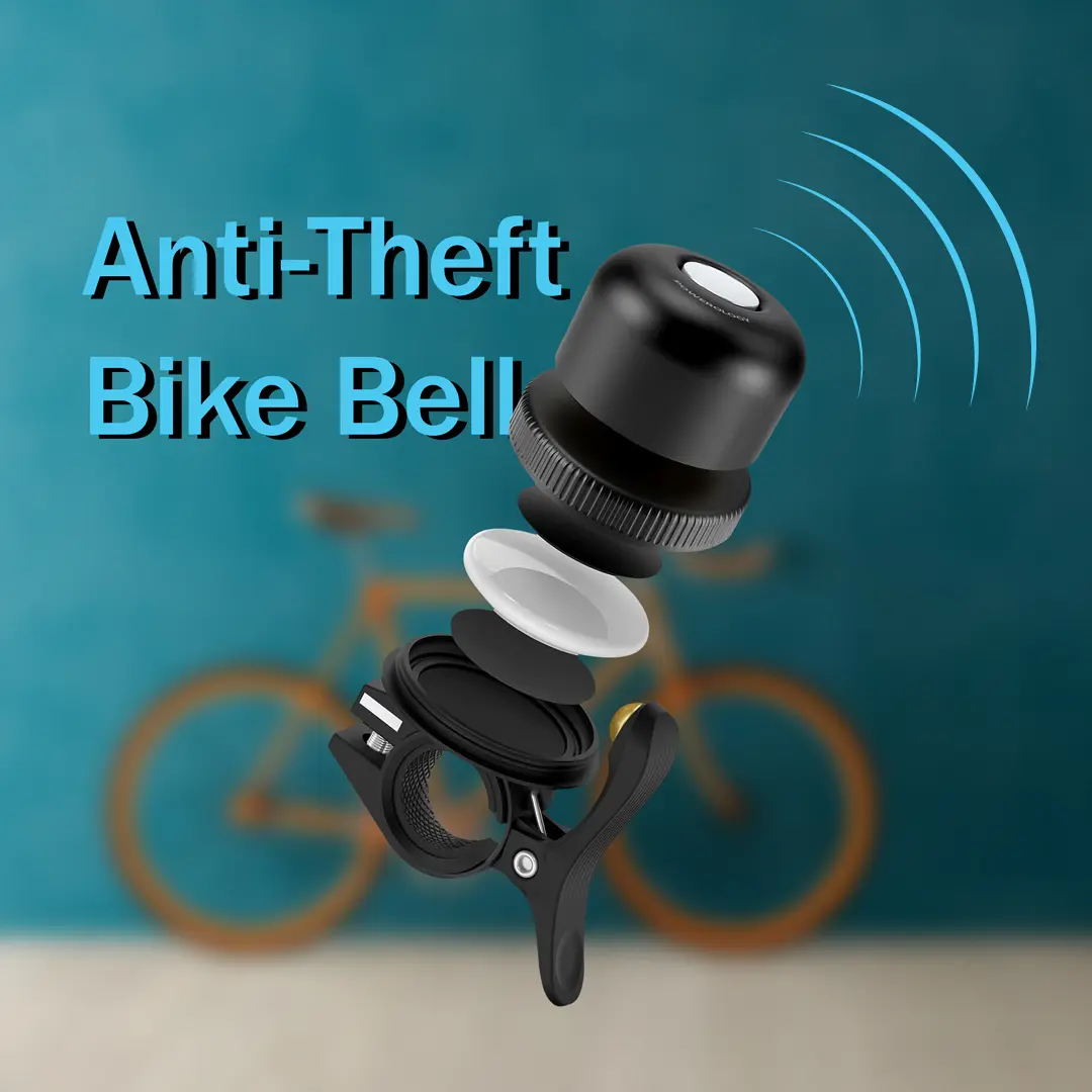 Bicycle & Scooter Bell With Airtag Mount - Black