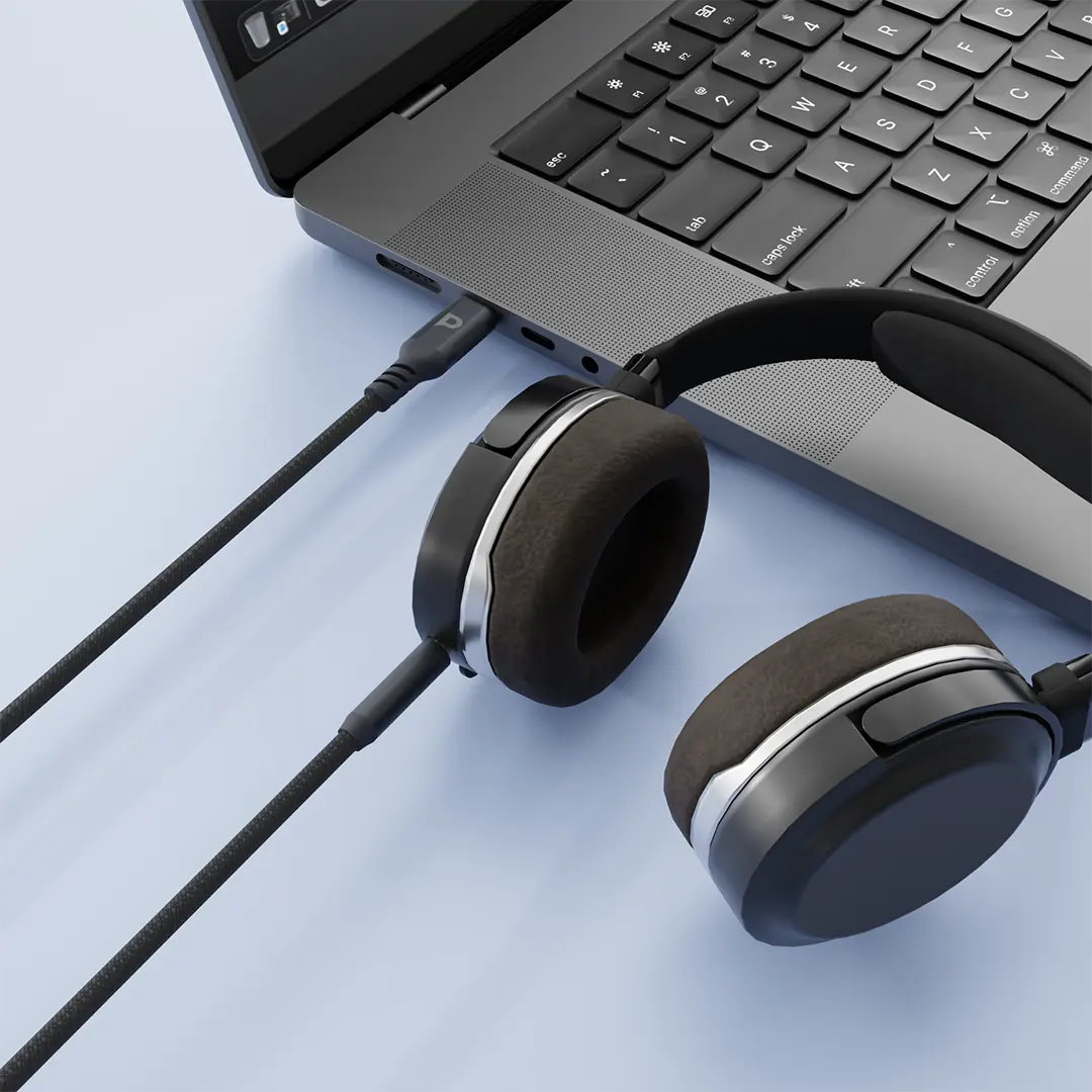 Power Sync Weave USB-C To 3.5mm Audio 1.2m Cable - Gray