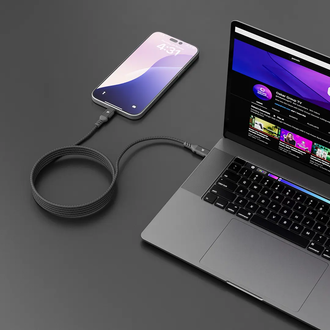 Malinka Weave Magnetic USB-C To Lightning 1.2m Cable PD 30W - Gray