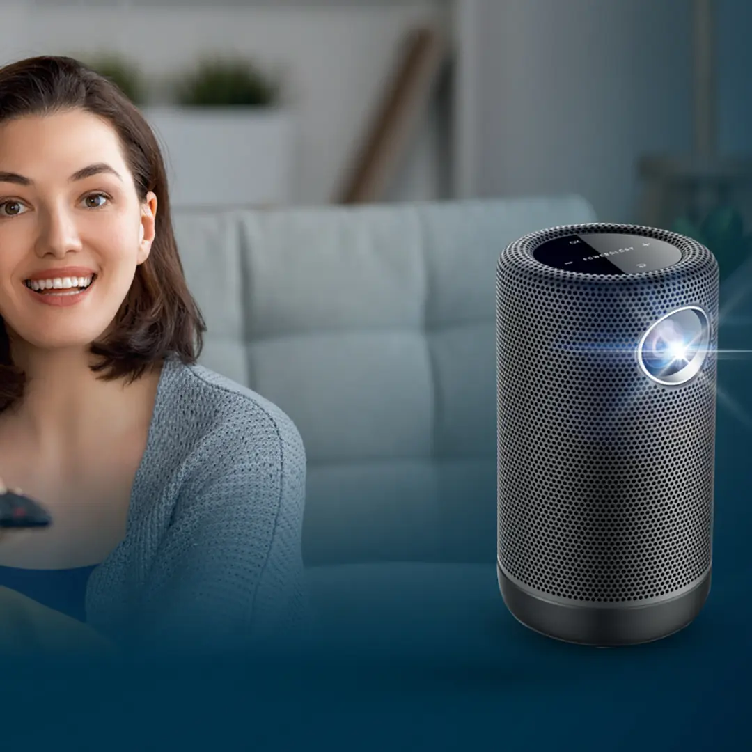 3200mAh Auto Focus Full HD Portable Projector - Black