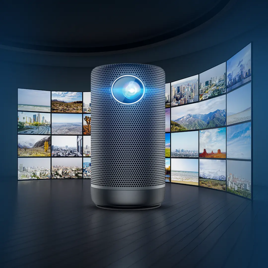 3200mAh Auto Focus Full HD Portable Projector - Black