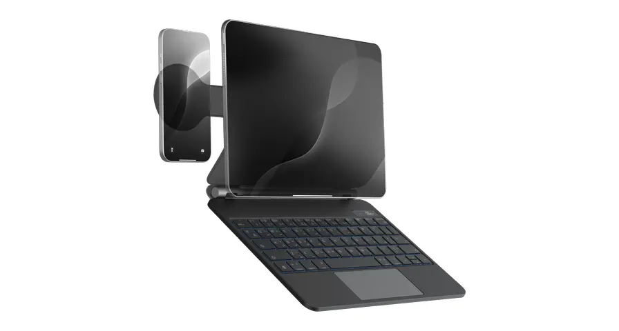 Powerology DynaBoard Wireless Keyboard Case With MagSafe Phone Holder