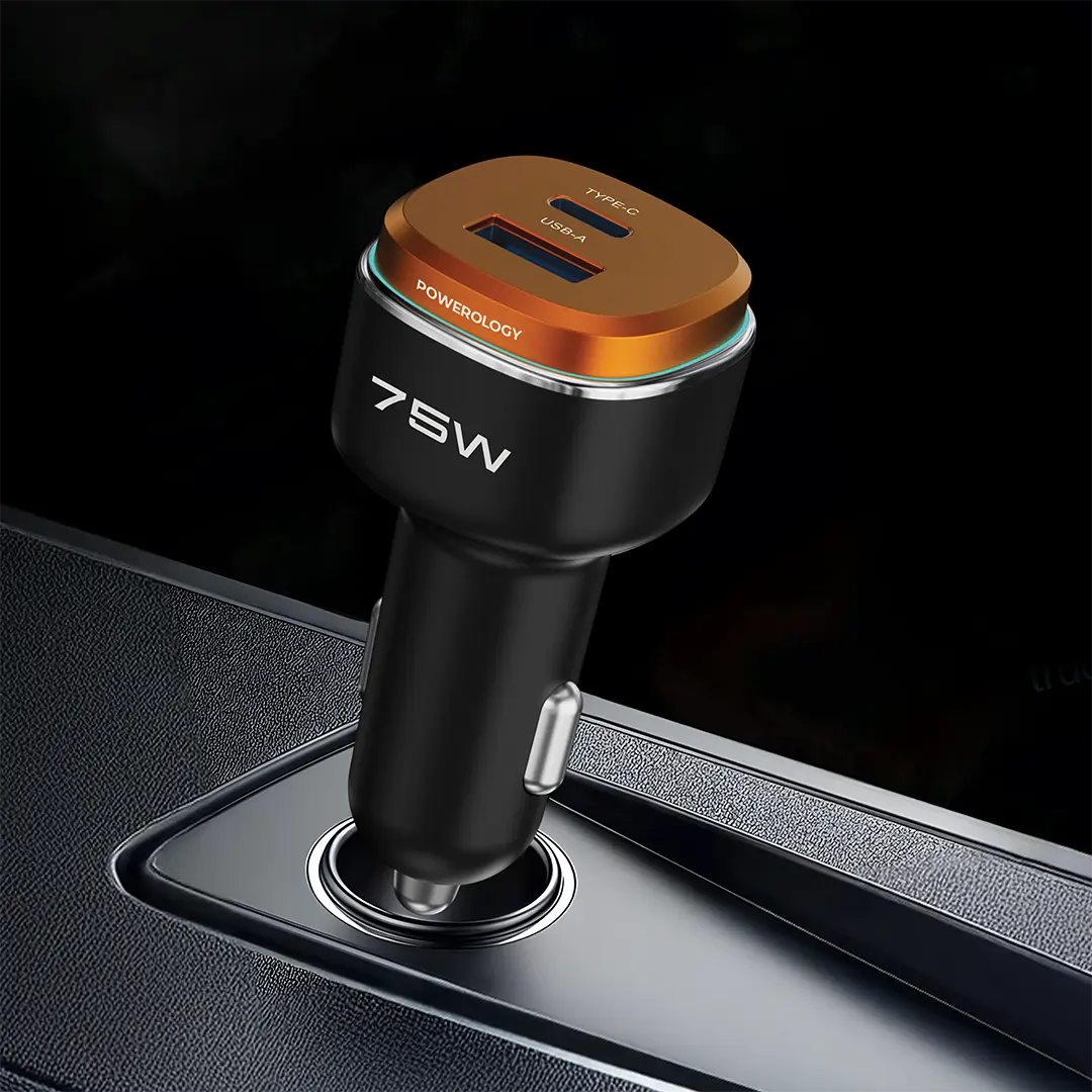 Powerology 75W Dual-Port High-Power Car Charger Powerology 75W Dual-Port High-Power Car Charger