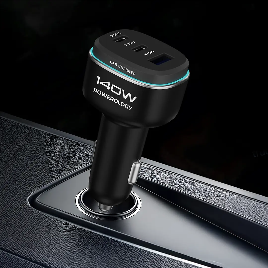 Powerology 140W Triple-Port High-Power Car Charger