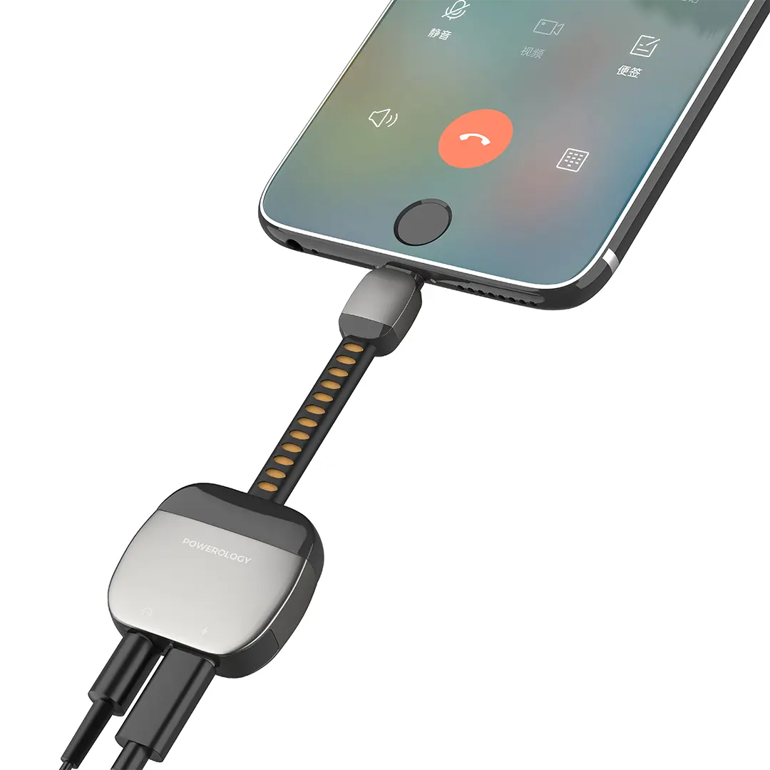 Powerology 2-IN-1 Adapter Type-C To 3.5mm AUX - Gray