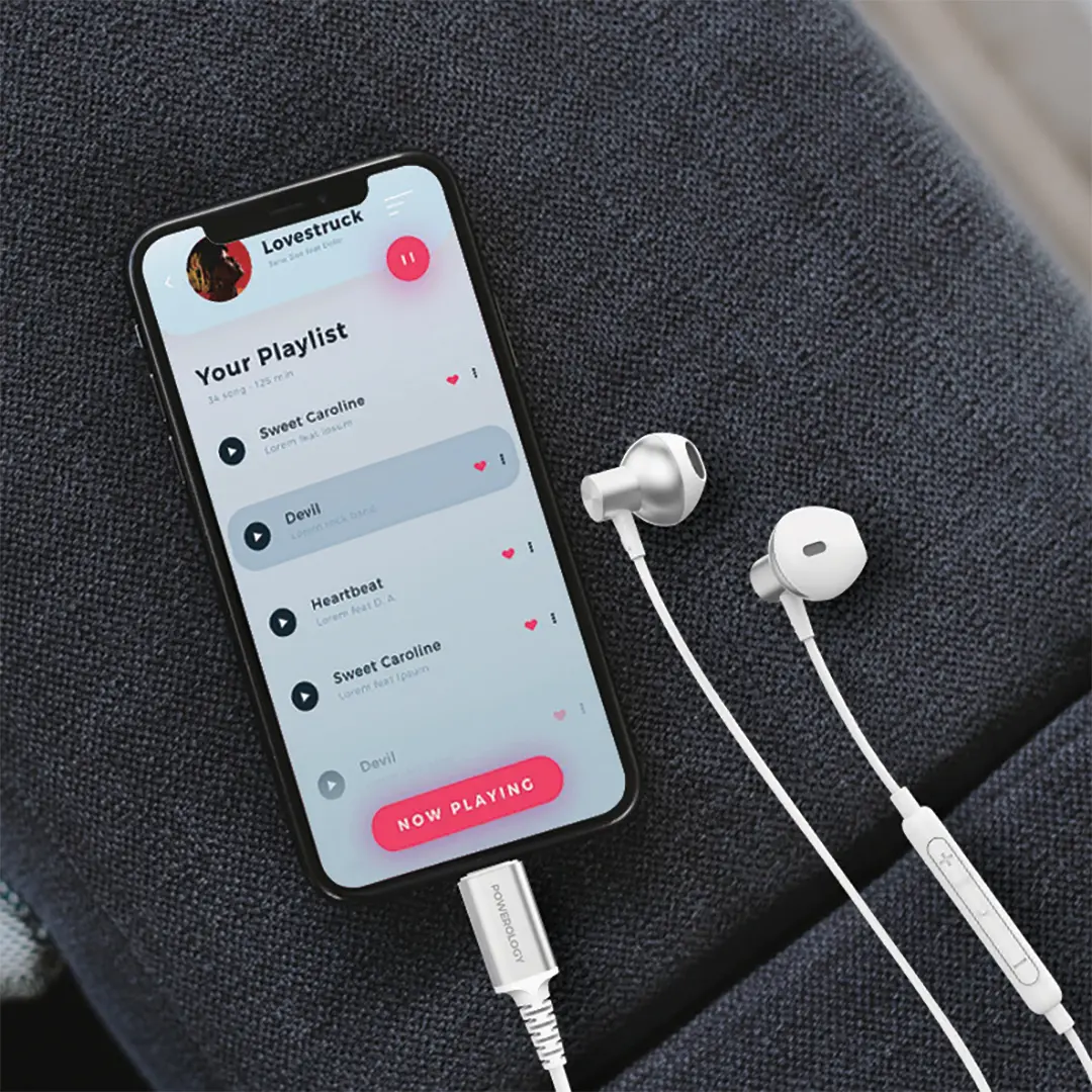 Powerology Lightning Stereo Earphones - White