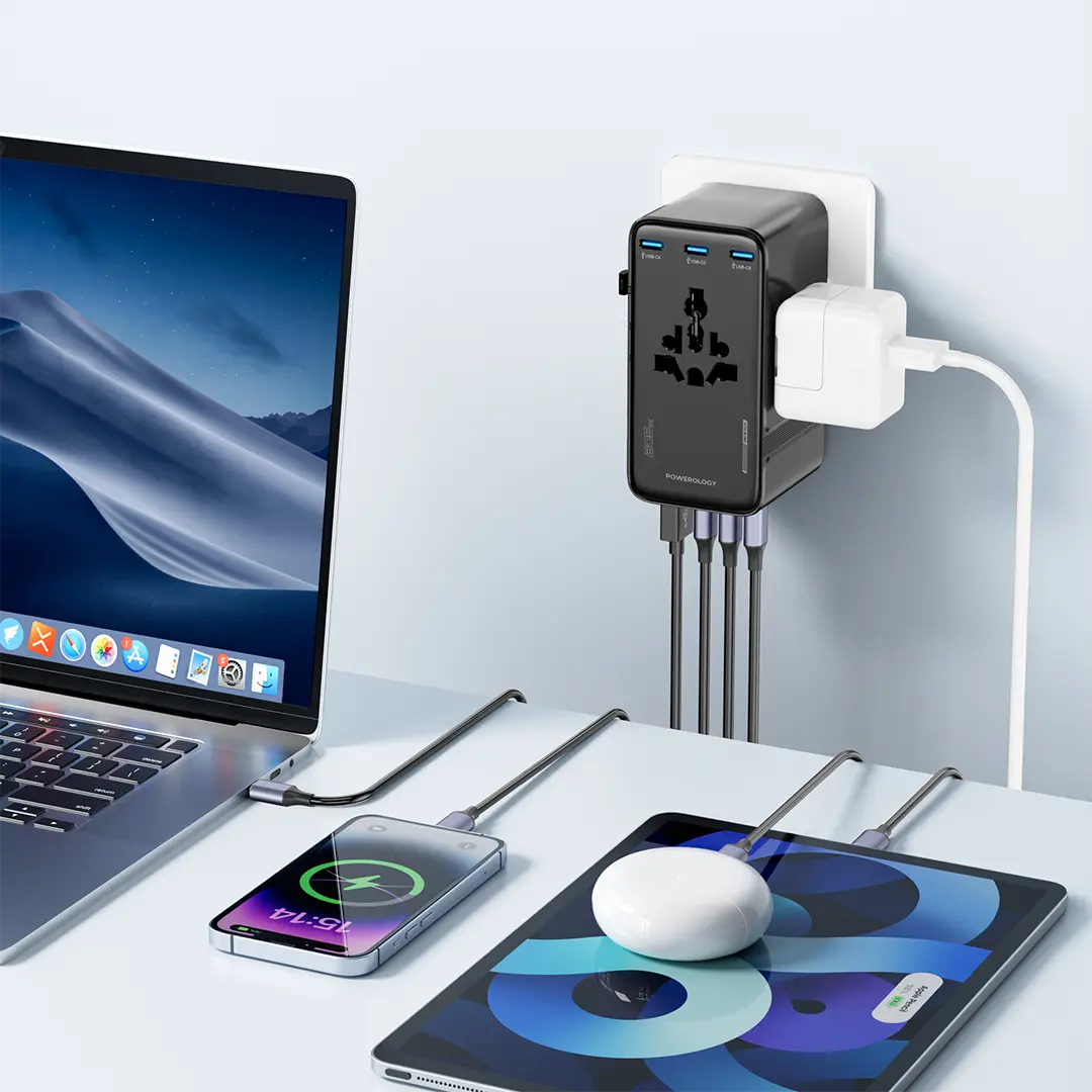 Powerology Spetrova GaN Multi-Port Universal Adapter - Black