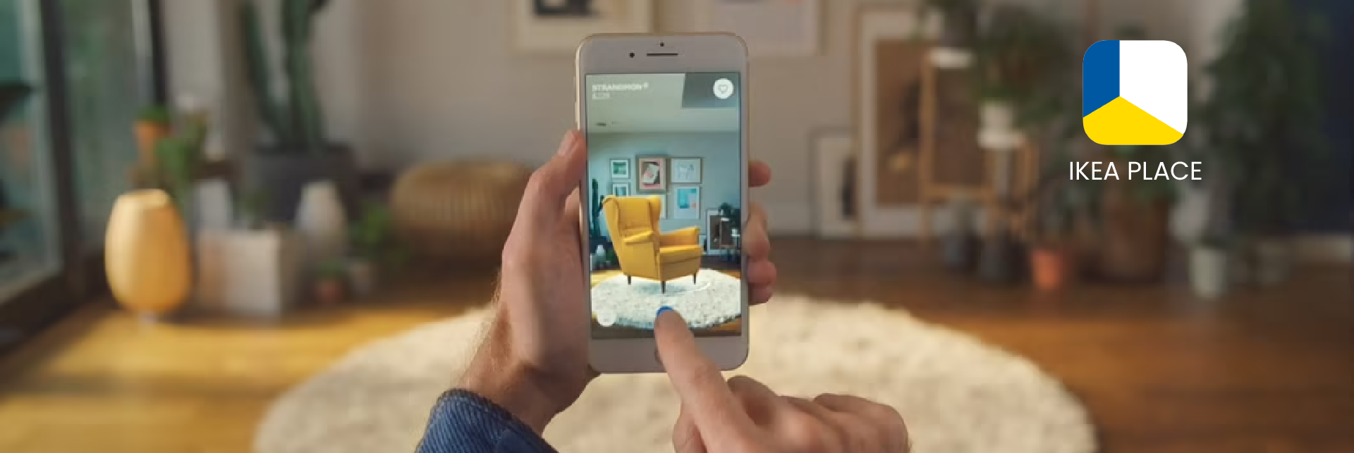 alt="man choosing furniture through virtual reality"