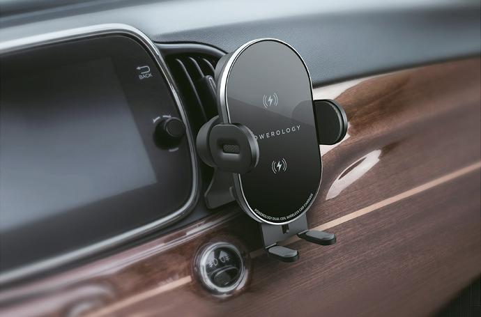 alt="Powerology mobile holder wireless charger car ac vent"