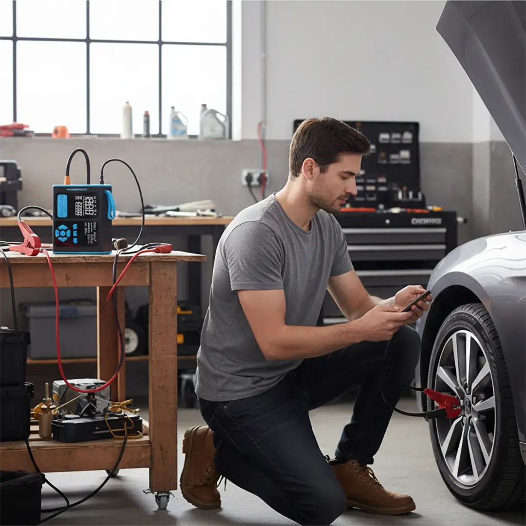 Powerology Jump Starter, Air Inflator & OBD II Car Fault Diagnosis Tool - Black/Blue