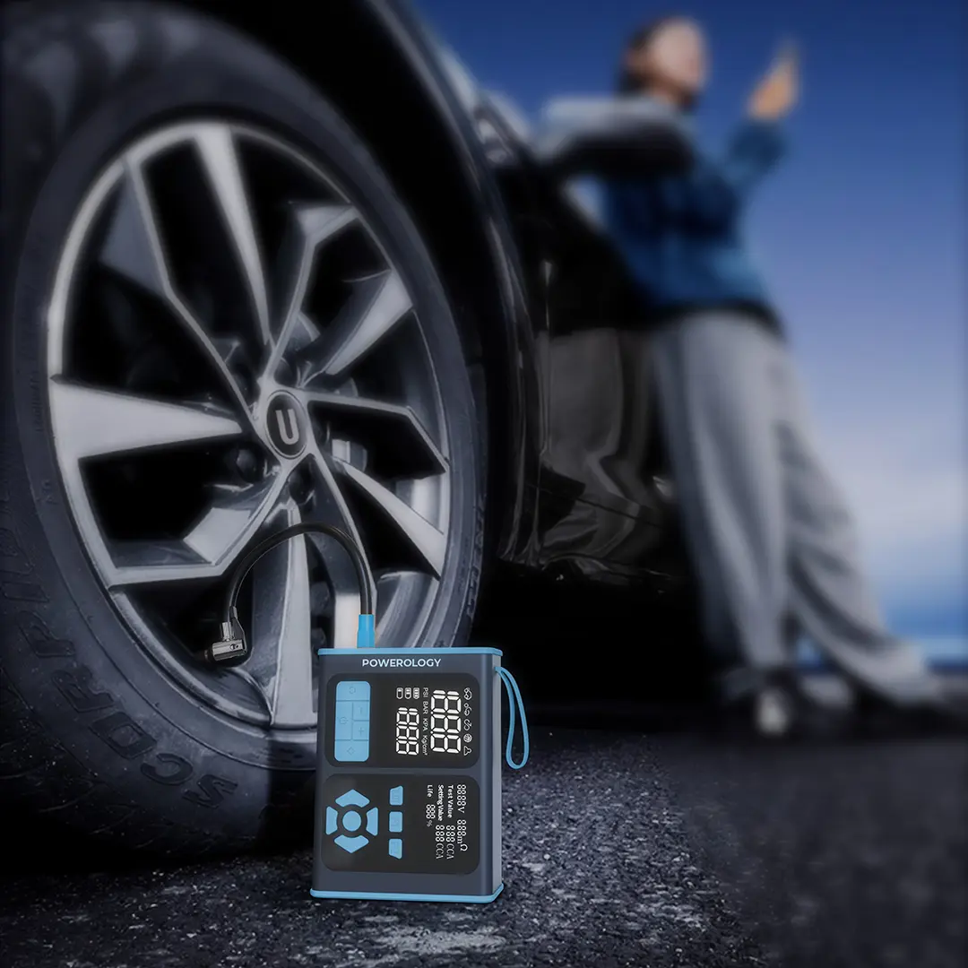 Powerology Jump Starter, Air Inflator & OBD II Car Fault Diagnosis Tool - Black/Blue