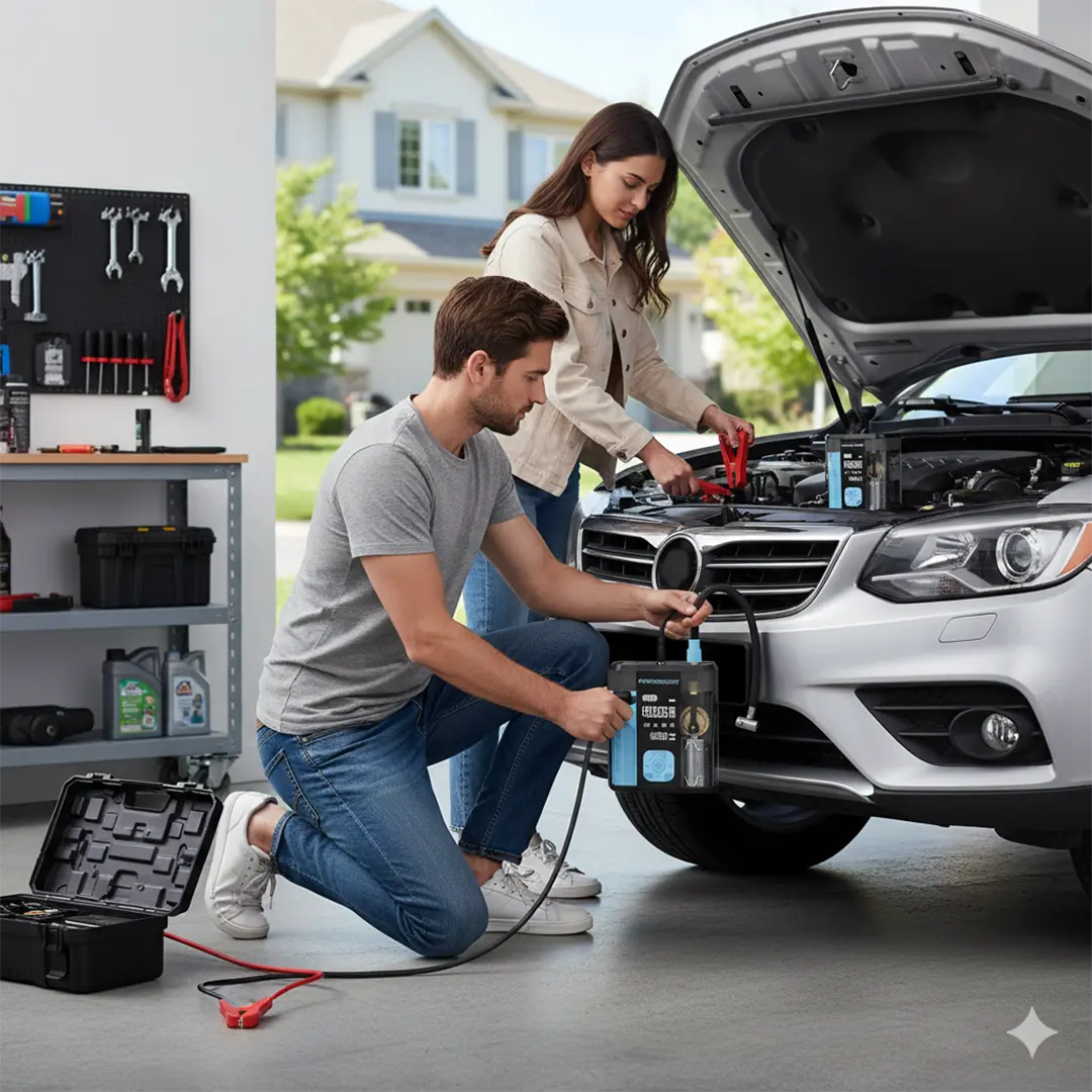 Powerology 3-In-1 Jump Starter & Tire Inflator - Black/Blue