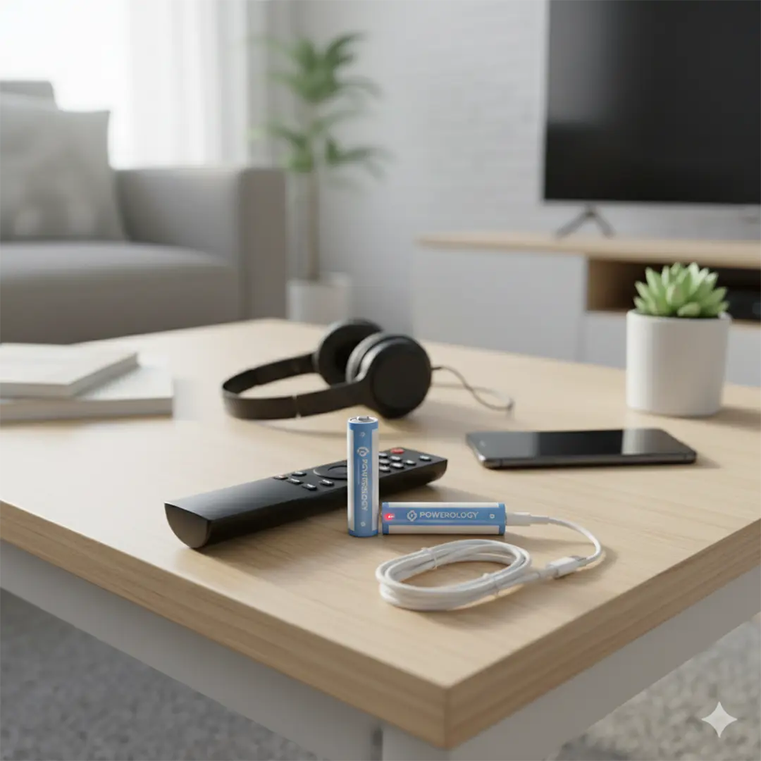 Powerology AA 2-Pack USB-C Rechargeable - White/Blue