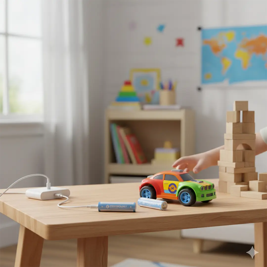 Powerology AA 2-Pack USB-C Rechargeable - White/Blue