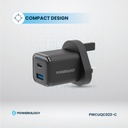 Powerology 35W PD QC 1xUSB-C 35W and 1xUSB-A 18W GaN Charger UK -with Type C to C 60W -Black	