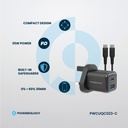 Powerology 35W PD QC 1xUSB-C 35W and 1xUSB-A 18W GaN Charger UK -with Type C to C 60W -Black	