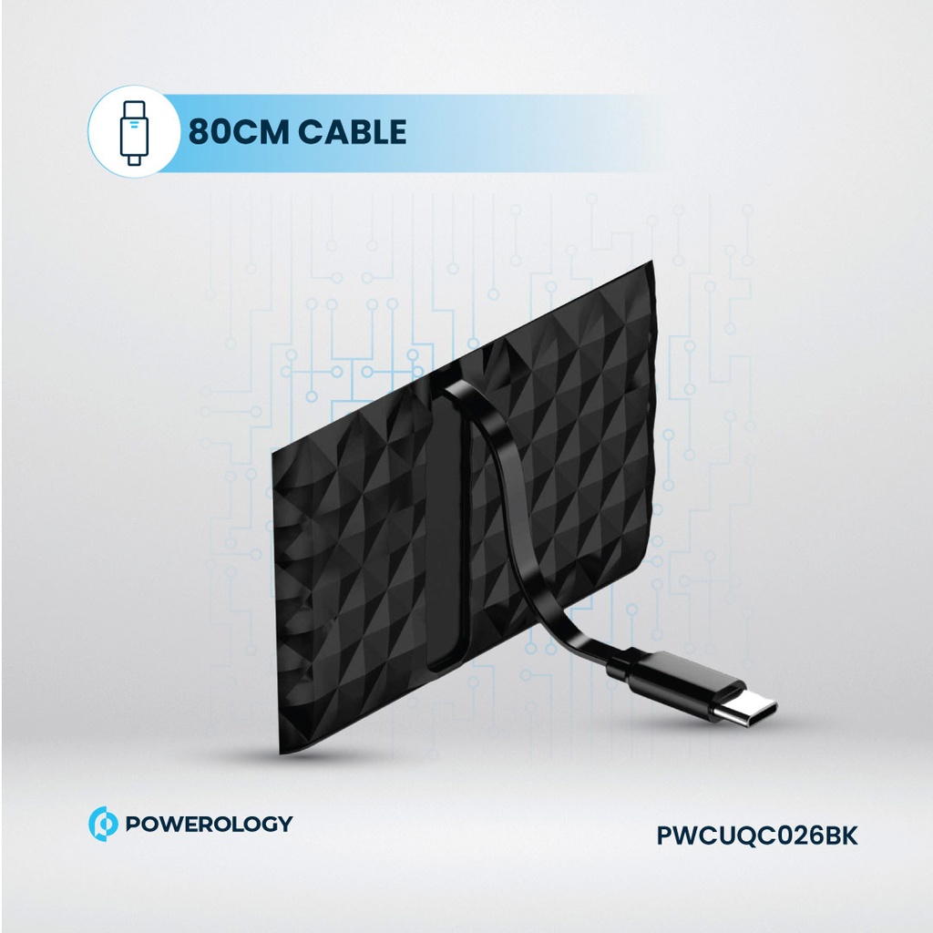 Powerology Universal GaN 85W Super Charger Retractable Type-C Cable