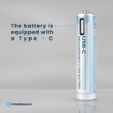 Powerology 1.5V Type-c Rechargeable Lithium-ion Battery AA Battery 2200mWh 4pcs per Pack	