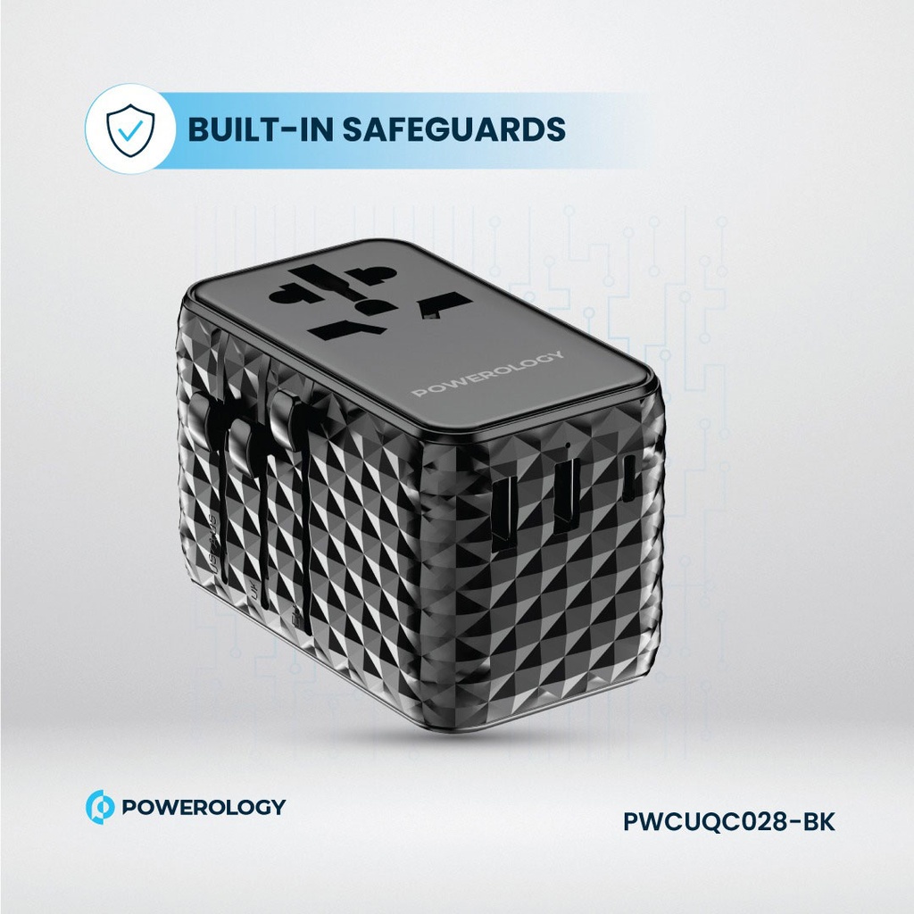Powerology GaN Universal Charger Retractable Type-C Cable 