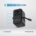 Powerology GaN Universal Charger Retractable Type-C Cable 