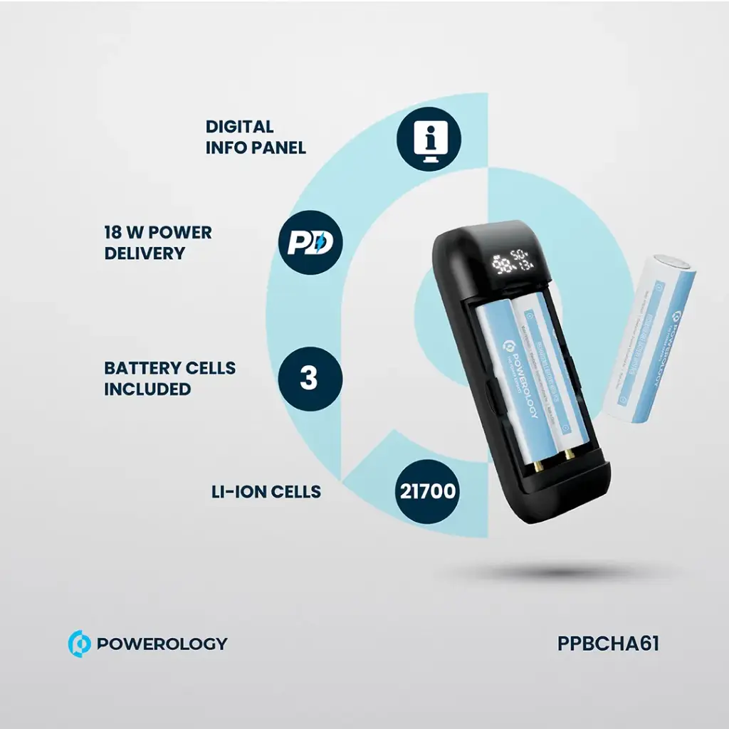 Powerology Diy Cell 10000+5000mAh Powerbank - Gray