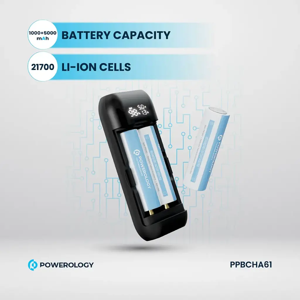 Powerology Diy Cell 10000+5000mAh Powerbank - Gray