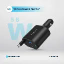 Powerology Type-C Retractable Car Charger - Black