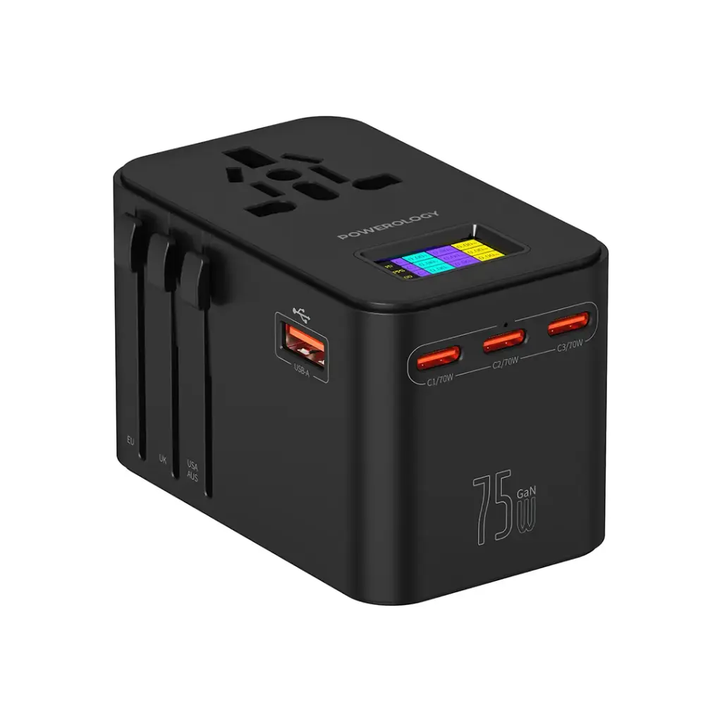 Powerology GaN 75W Universal Charger - Black